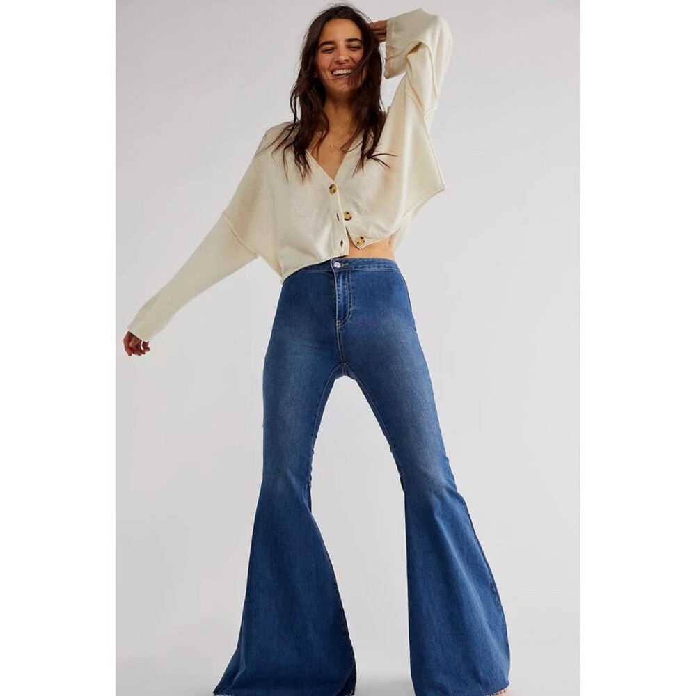 Free People Just Float On Flare Jeans in Jericho Blue